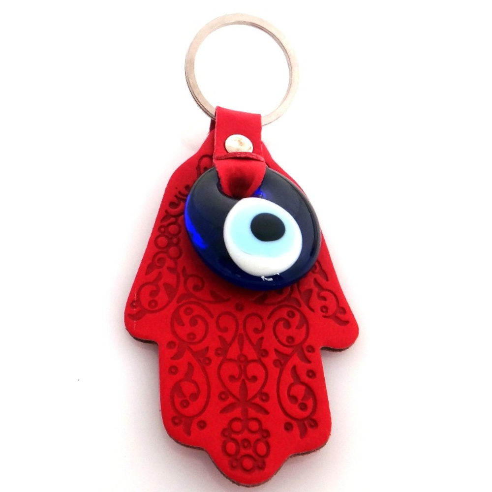 Evil Eye Hamsa Hand key chain - Pink